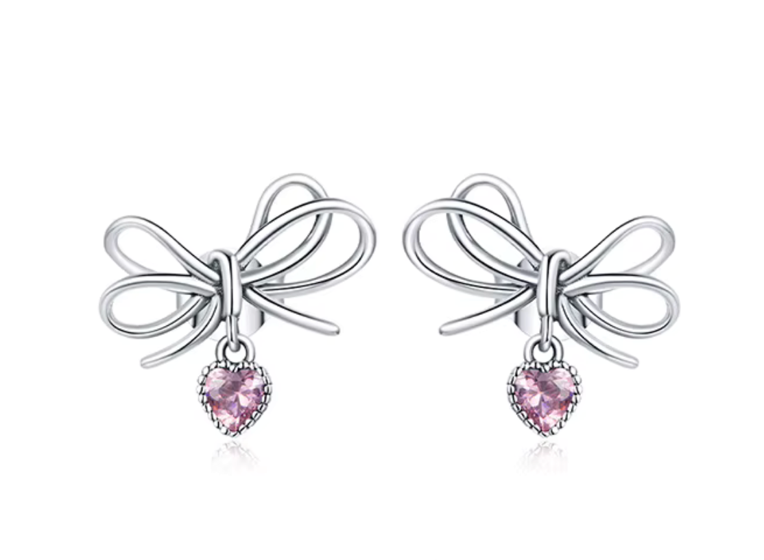 Pink Bow Earrings